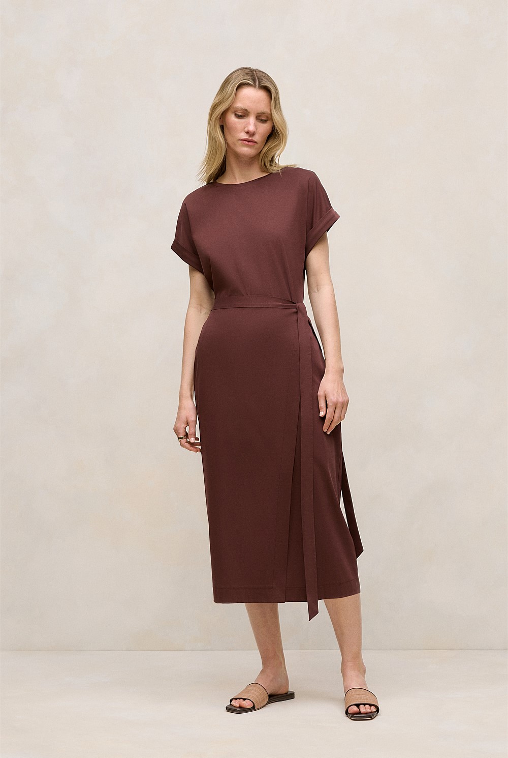 Cotton Wrap Detail T-shirt Dress