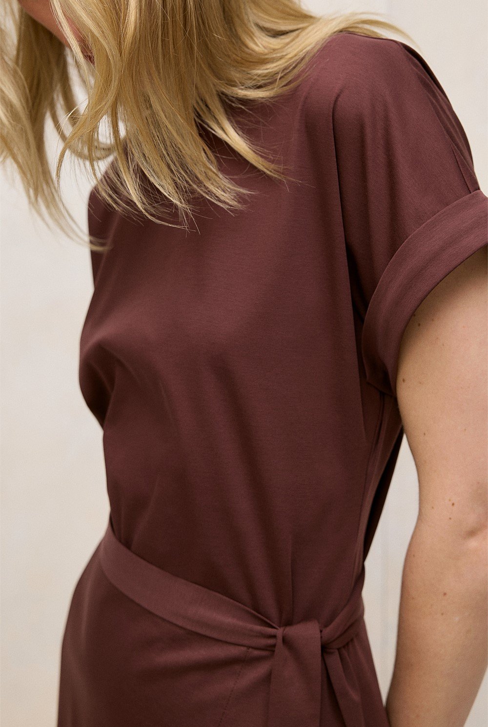 Cotton Wrap Detail T-shirt Dress
