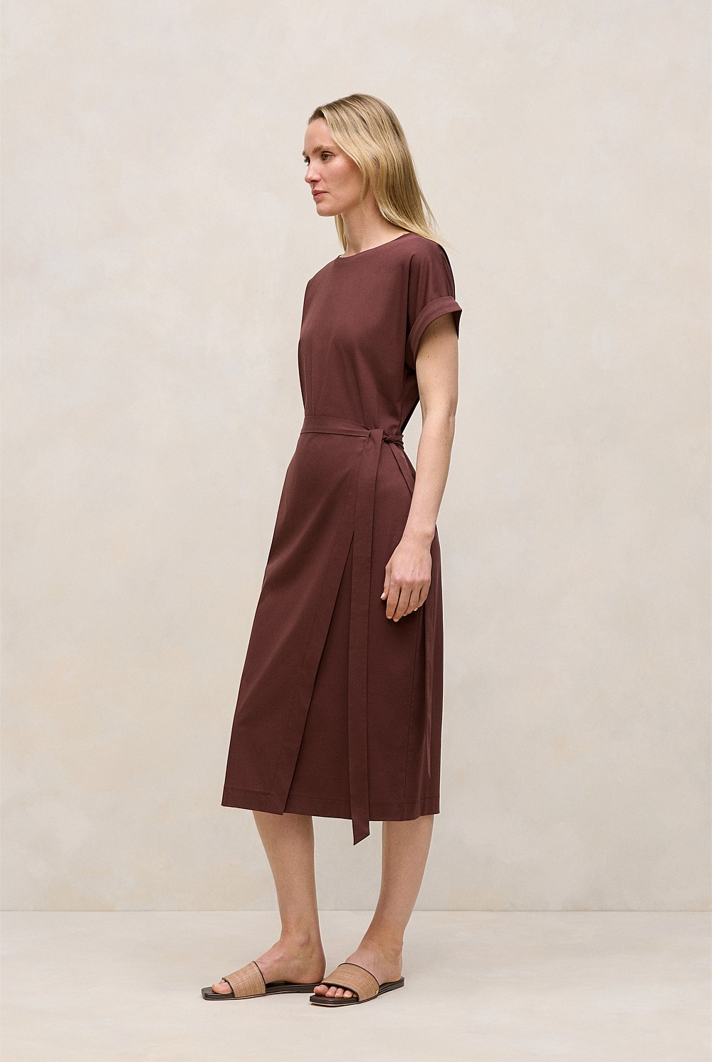 Cotton Wrap Detail T-shirt Dress