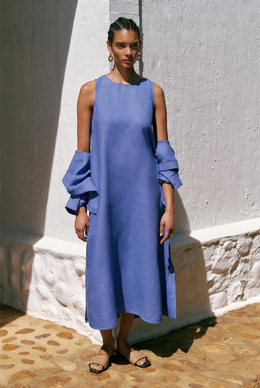 Delave Linen Sleeveless Column Dress