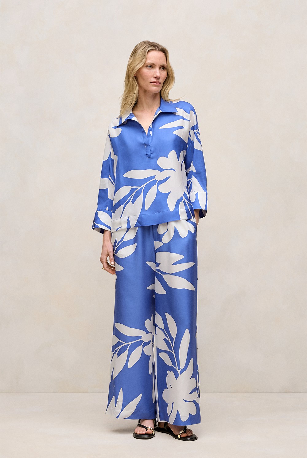 Marea Silk Twill Popover Shirt