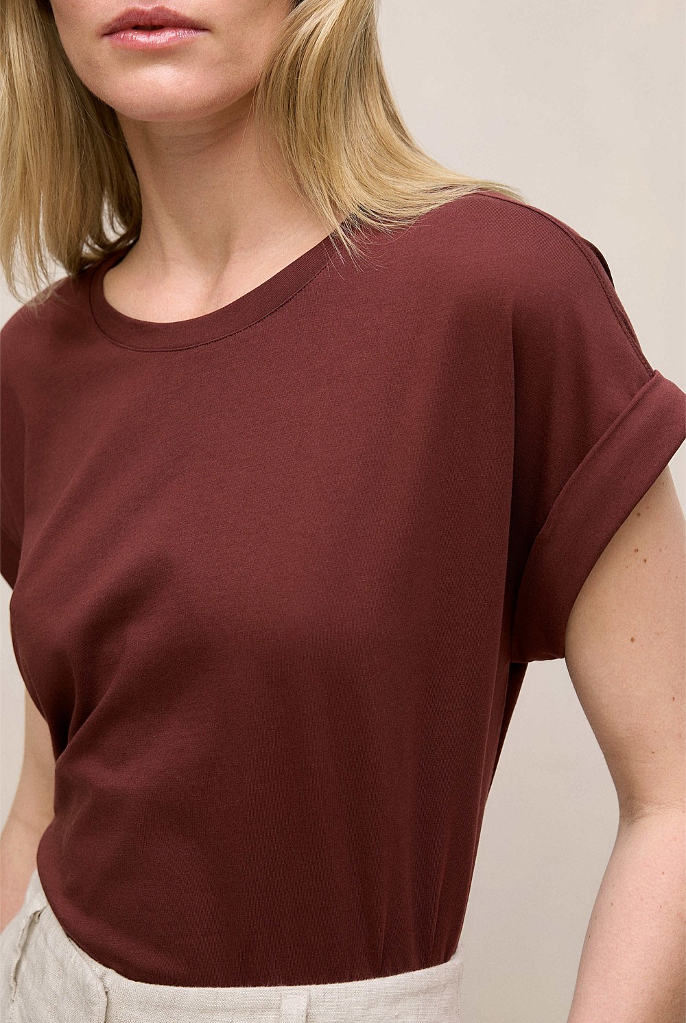Australian Cotton Cuff Sleeve T-shirt