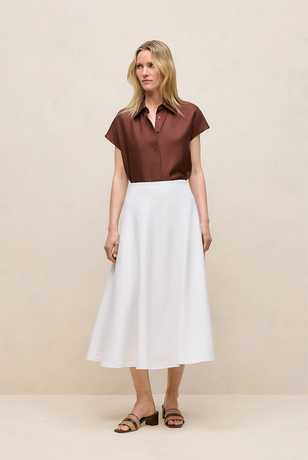Silk Twill Cap Sleeve Shirt