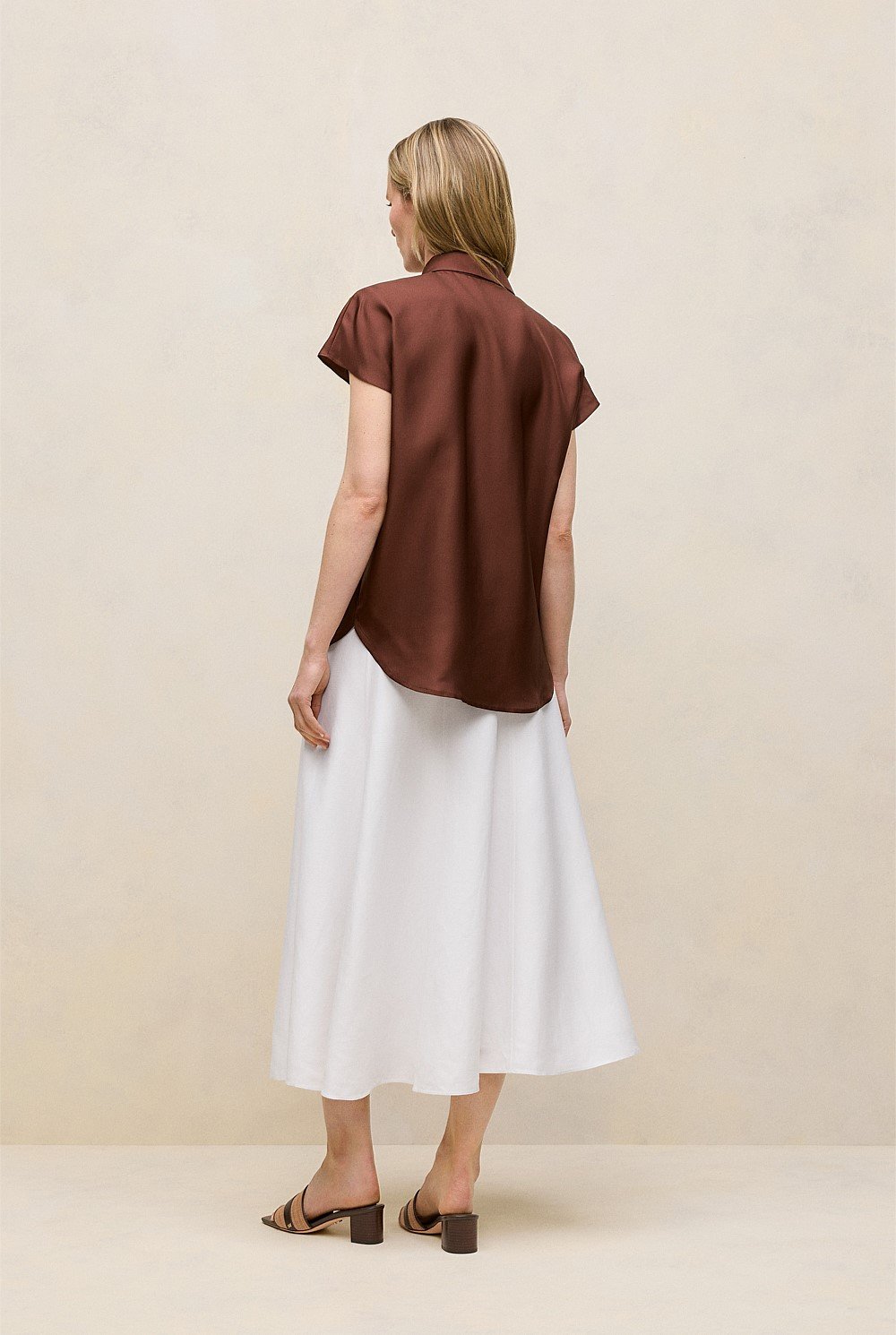 Silk Twill Cap Sleeve Shirt