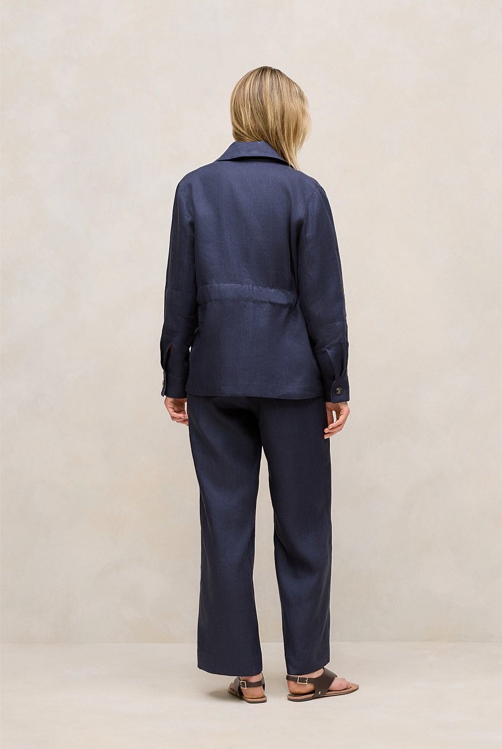 Linen Pocket Detail Belted Jacket