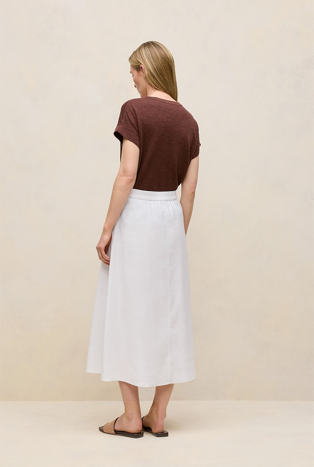 Stretch Linen Patch Pocket Skirt