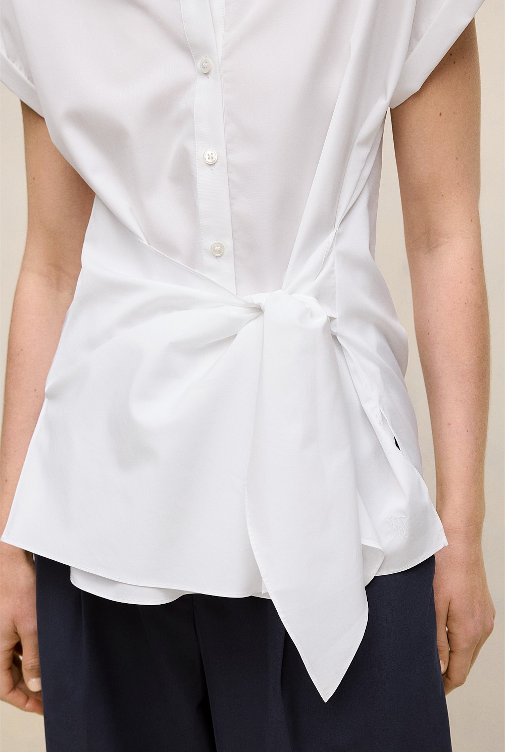 Poplin Tie Front Shirt