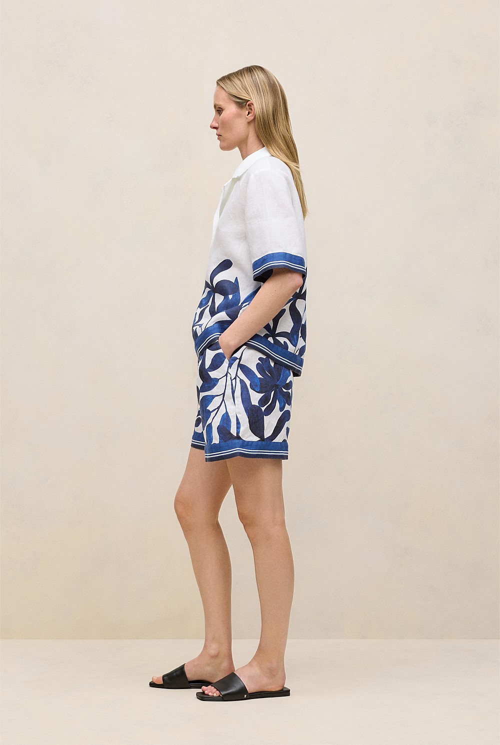 Marea Border Stripe Linen Shirt