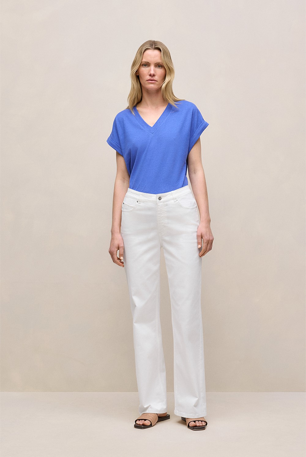Linen Cotton V Neck T-shirt