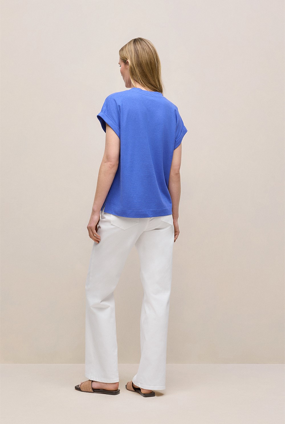 Linen Cotton V Neck T-shirt