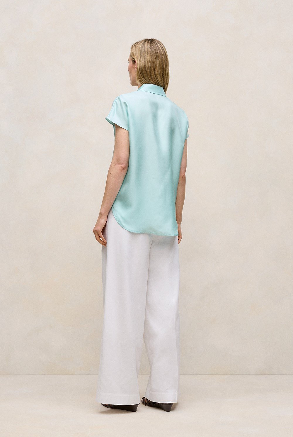 Silk Twill Cap Sleeve Shirt