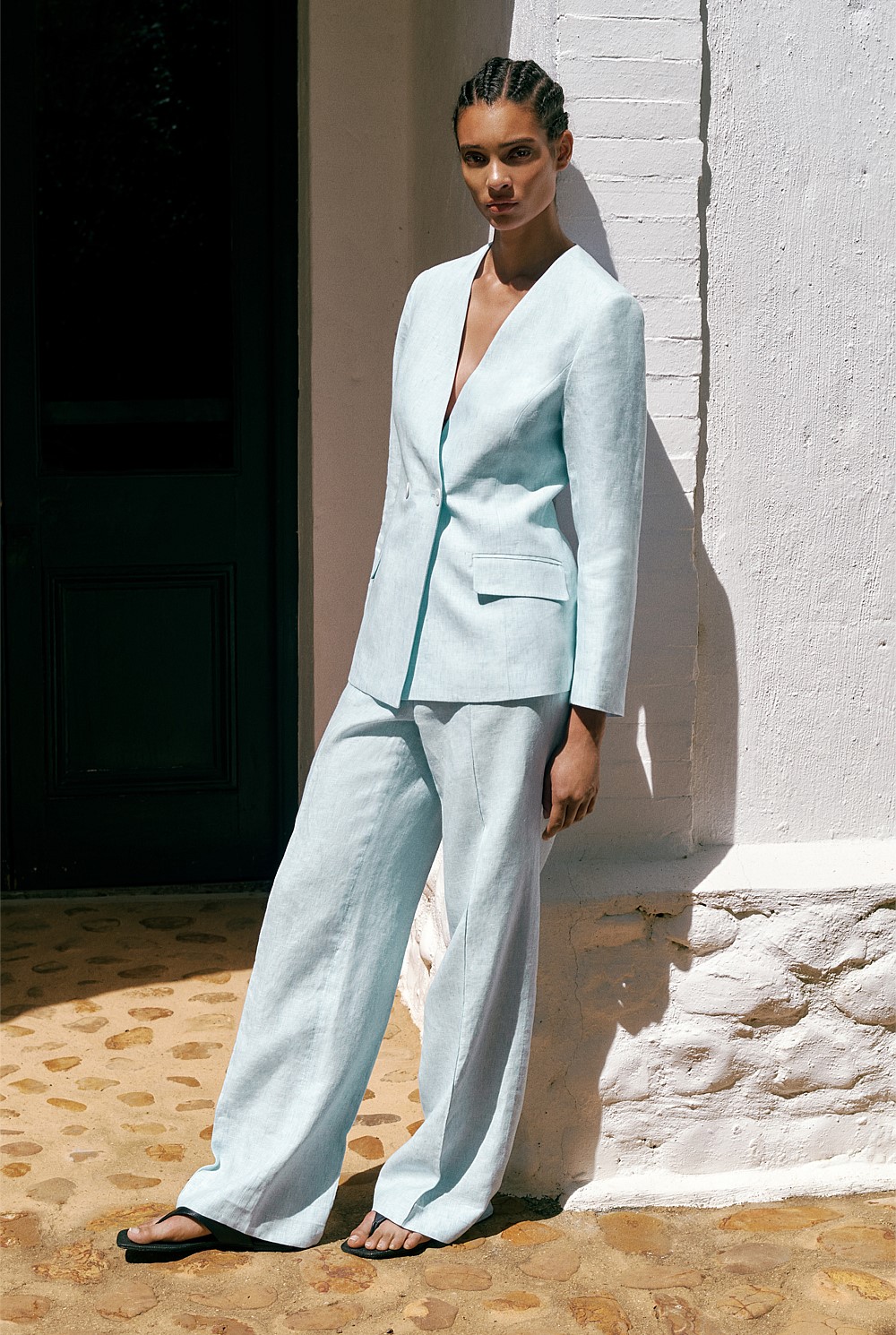 Linen Tailored Wide Leg Pant