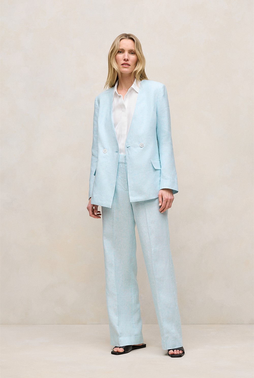 Linen Tailored Wide Leg Pant