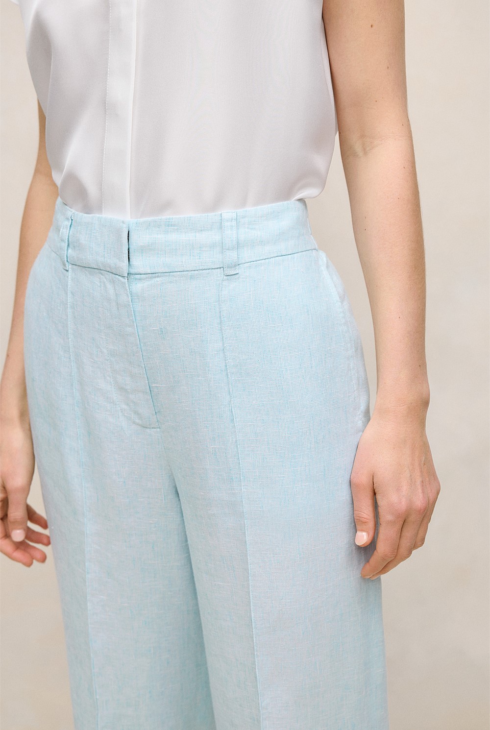 Linen Tailored Wide Leg Pant