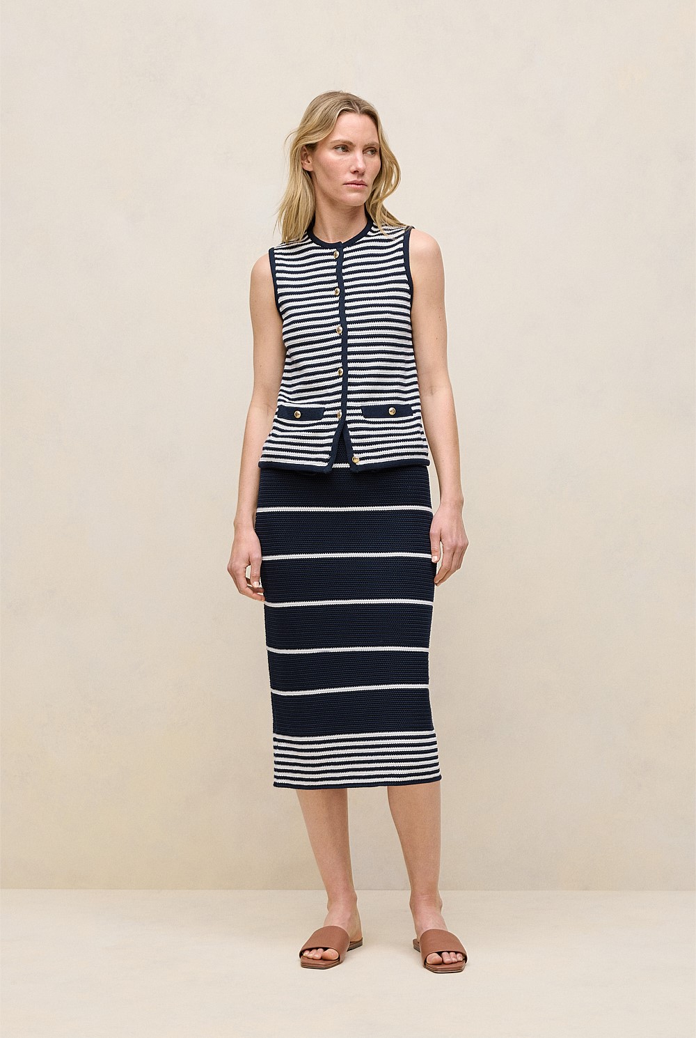 Stripe Knit Pencil Skirt