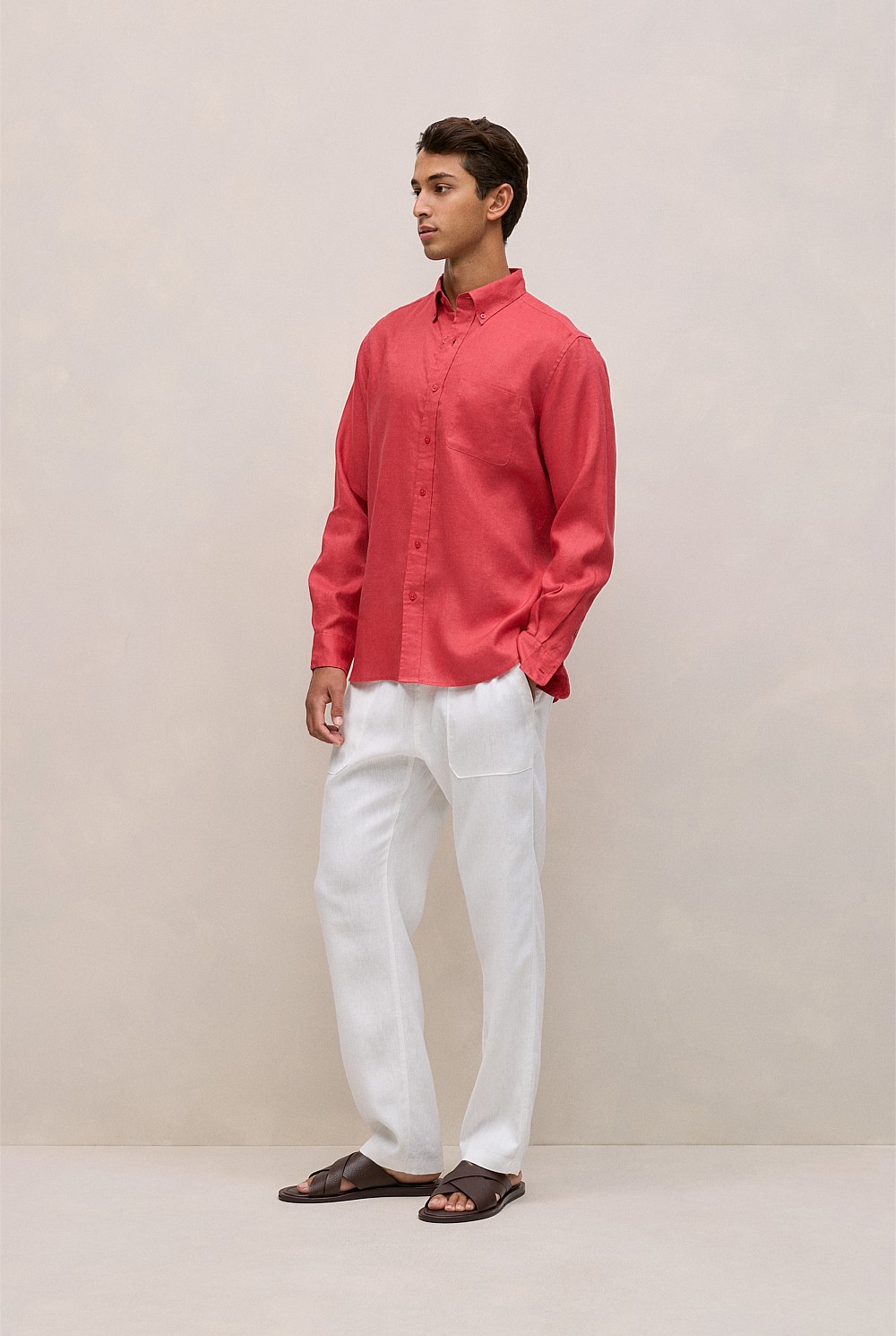 Regular Fit Linen Classic Long Sleeve Shirt