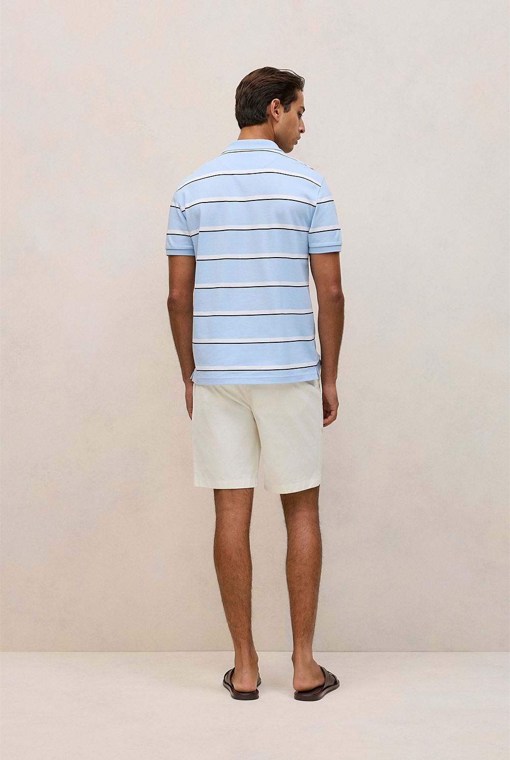 Cotton Pique Double Stripe Polo