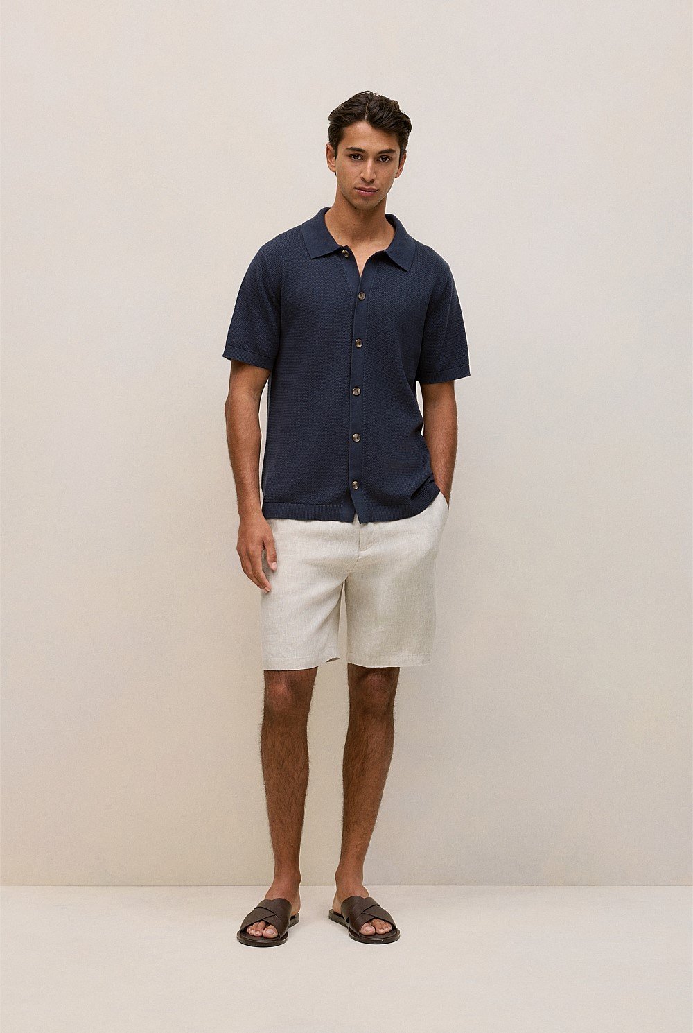 Cotton Basketweave Knit Shirt