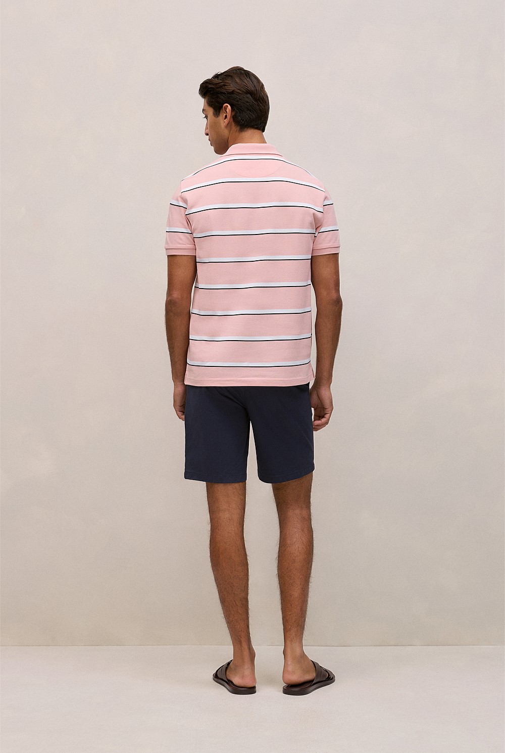 Cotton Pique Double Stripe Polo