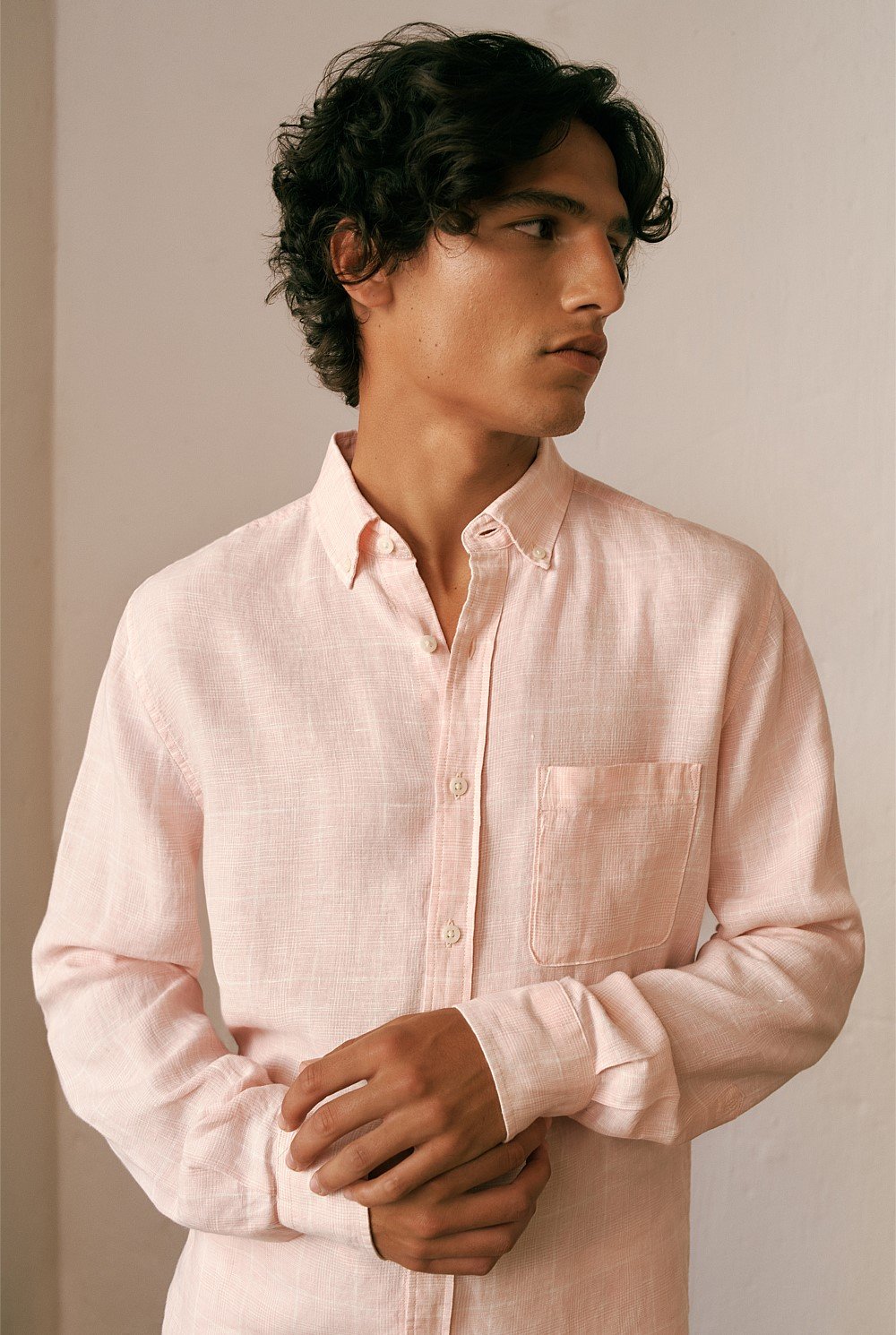 Regular Fit Linen Glen Check Shirt