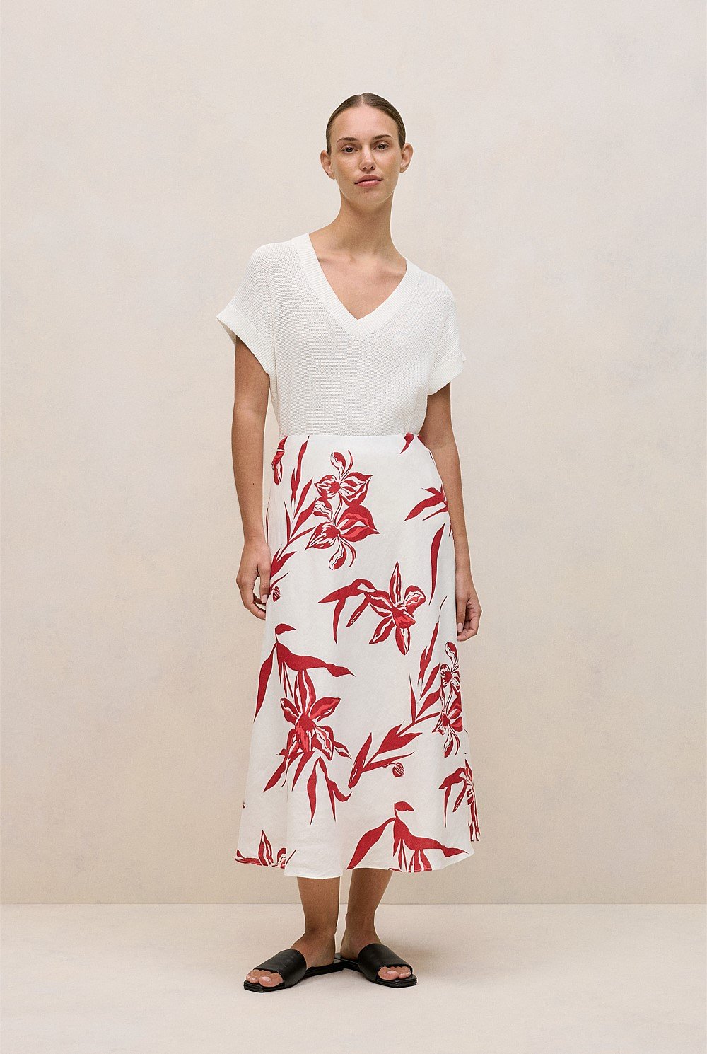 Mercerised Cotton Relaxed V Neck Knit