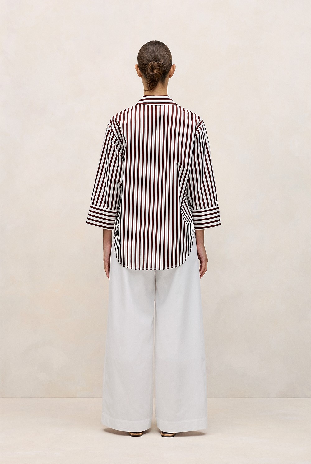 Cotton Poplin Stripe Relaxed Shirt