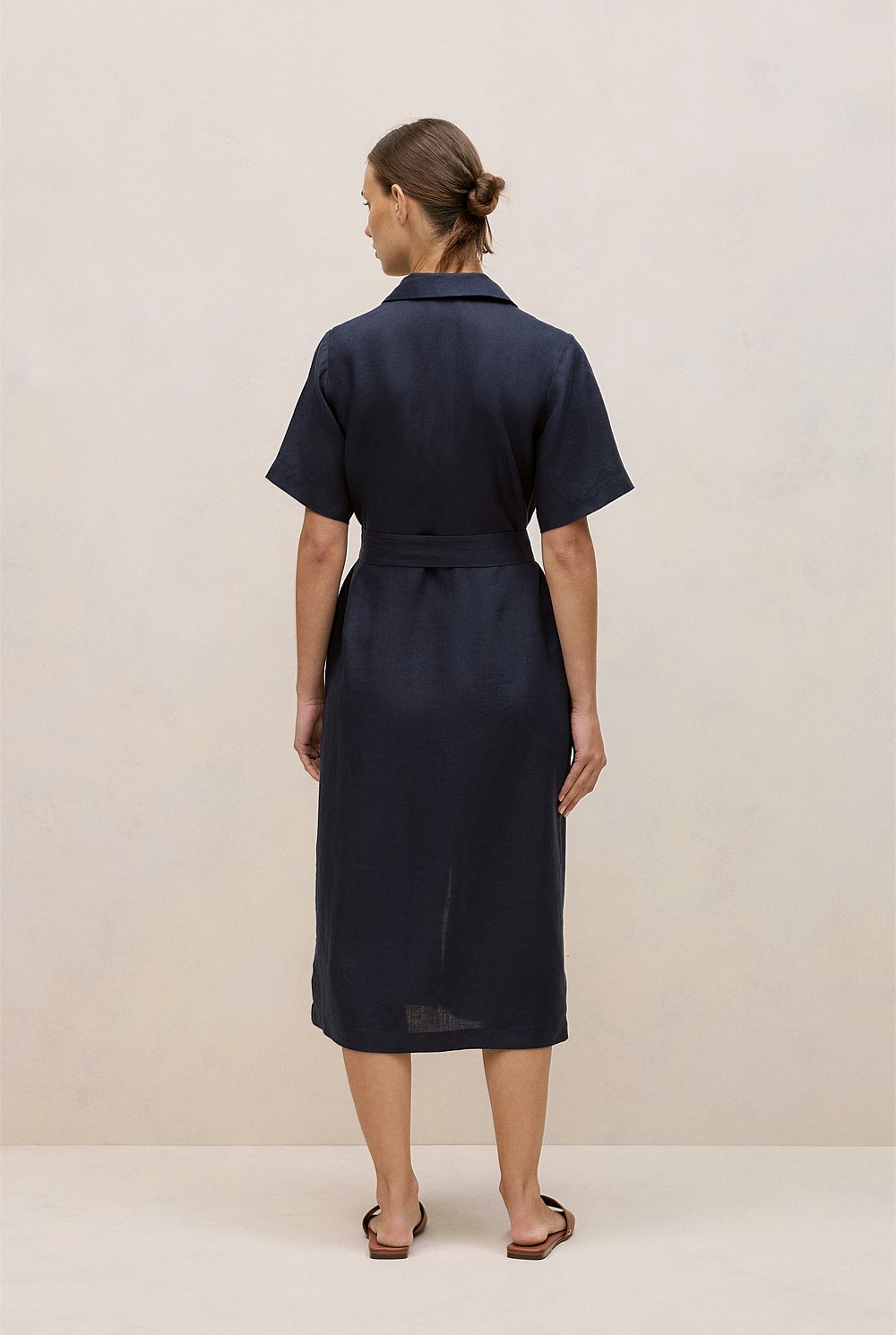 Linen Button Detail Shirt Dress