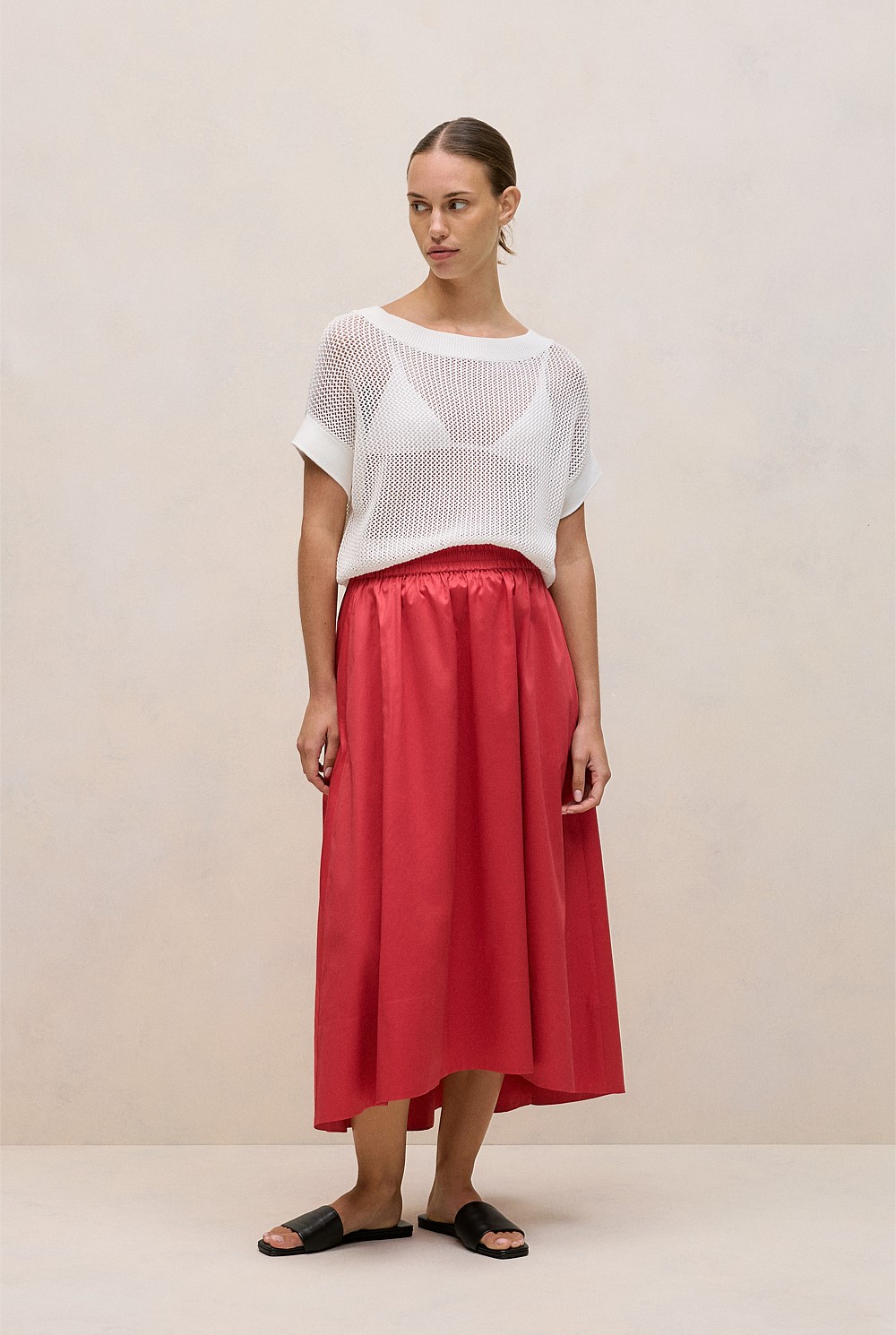 Cotton Sateen Waterfall Skirt