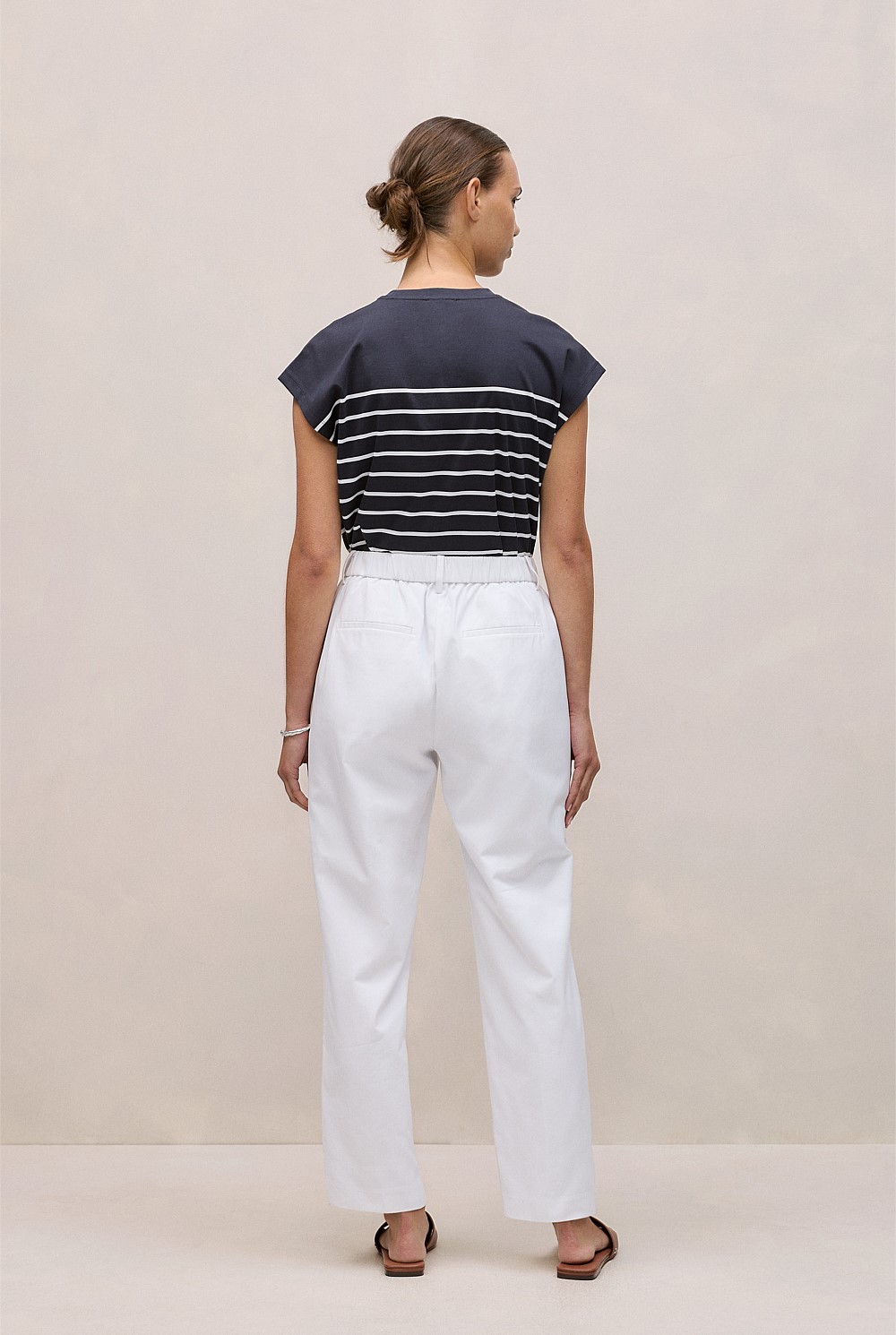 Cotton Blend Straight Leg Pant
