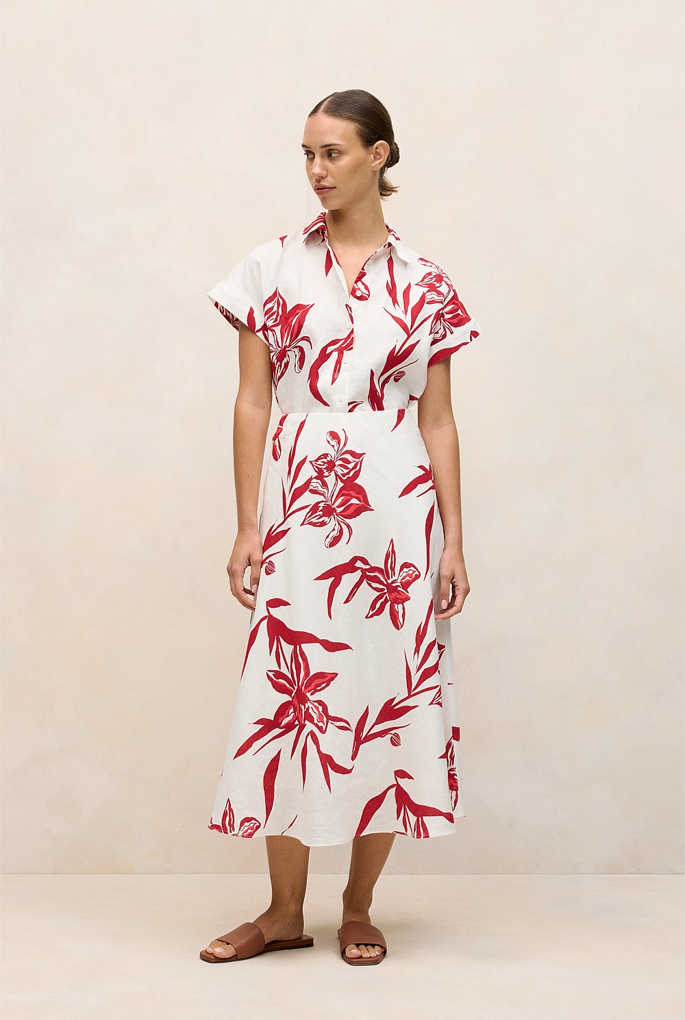 Wild Iris Linen Bias Skirt