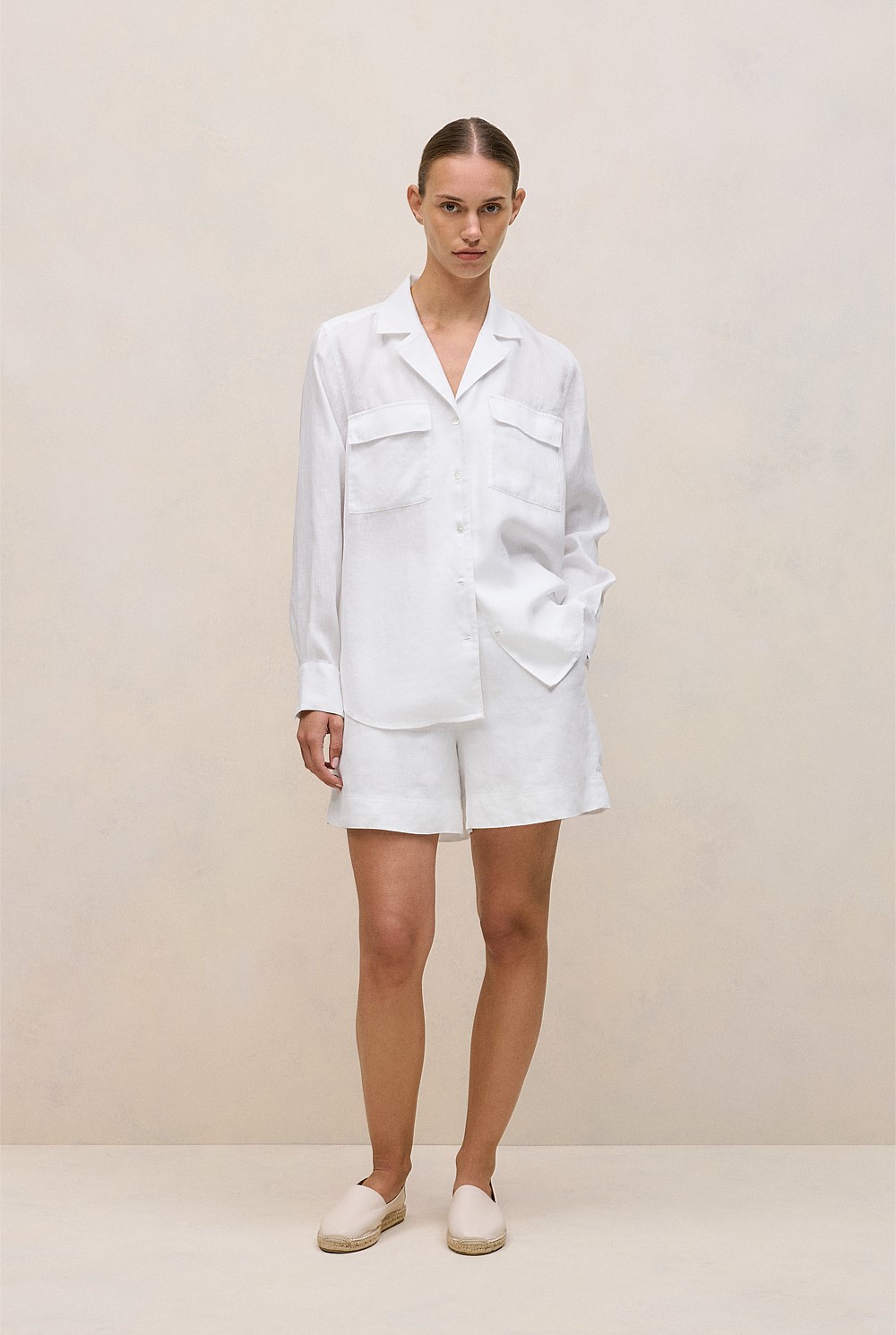 Linen Pocket Detail Long Sleeve Shirt