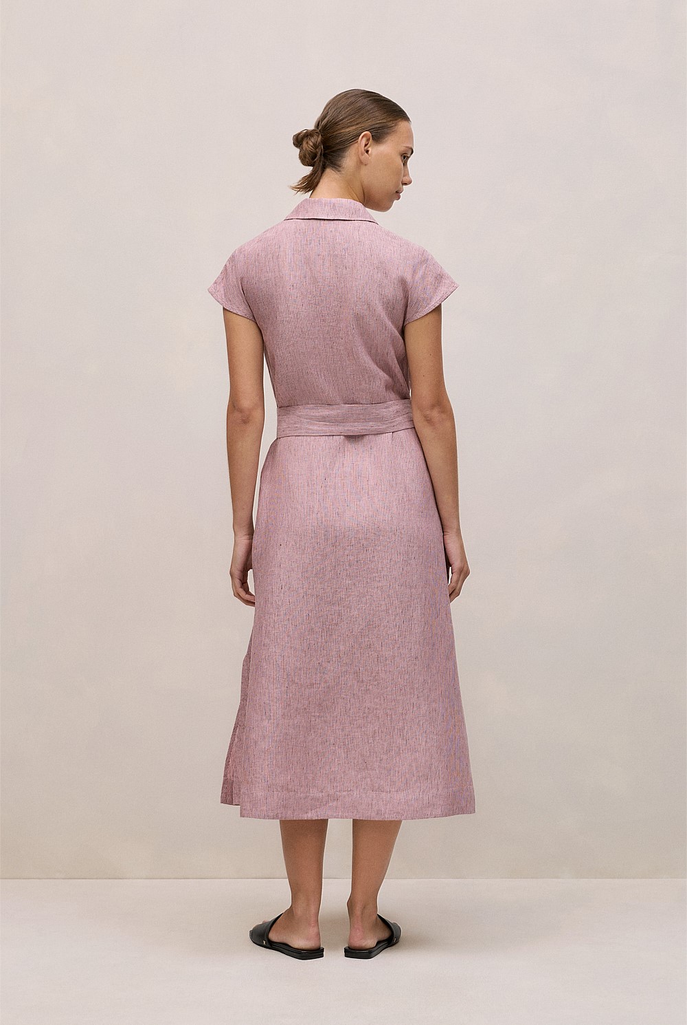 Linen End On End Stripe Shirt Dress