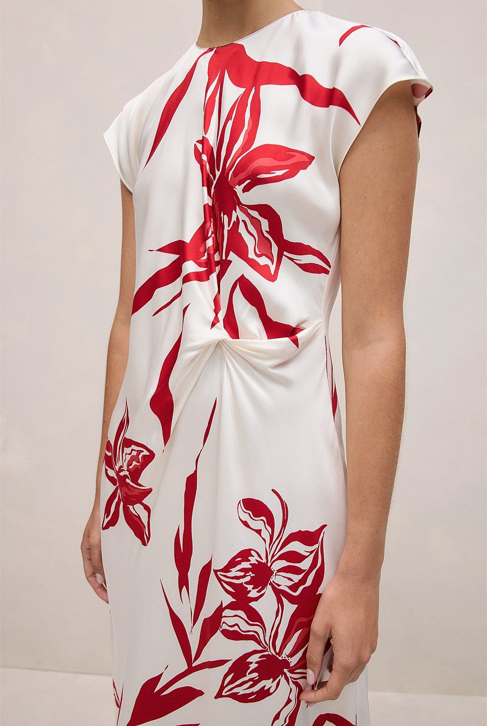 Wild Iris Twist Front Column Dress