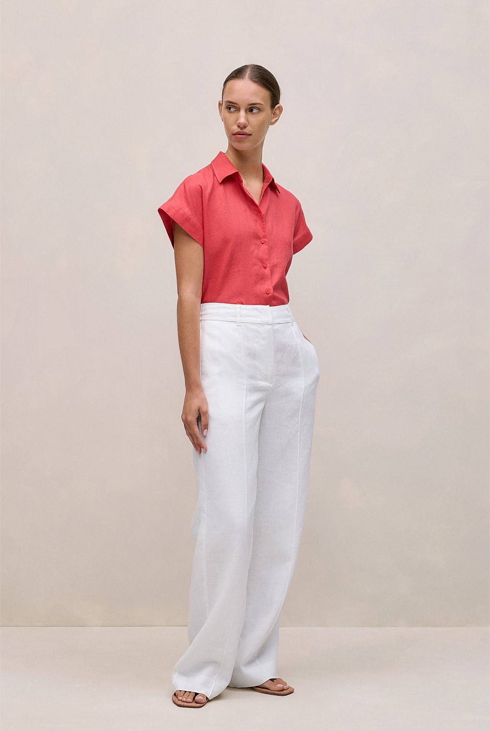 Linen Cap Sleeve Shirt