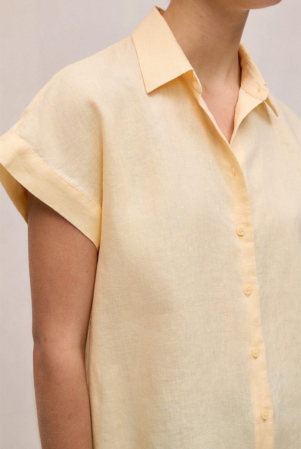 Linen Cap Sleeve Shirt