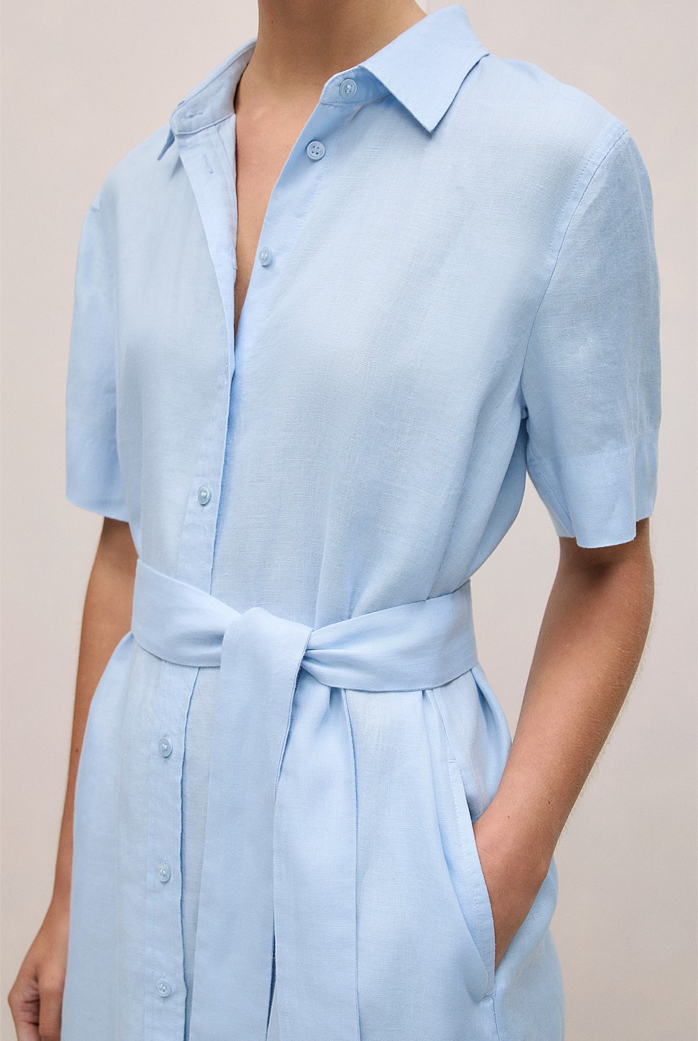 Linen Belted Shift Dress