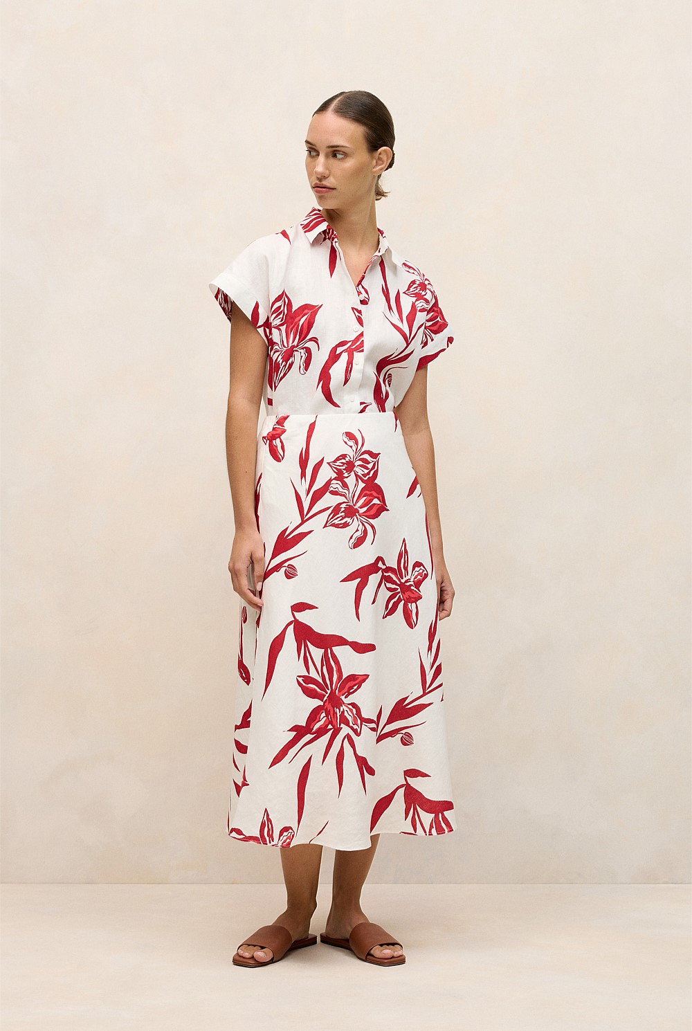 Wild Iris Linen Cap Sleeve Shirt