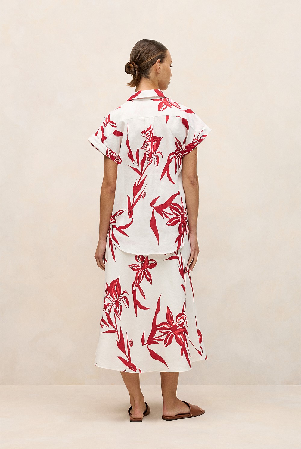 Wild Iris Linen Cap Sleeve Shirt