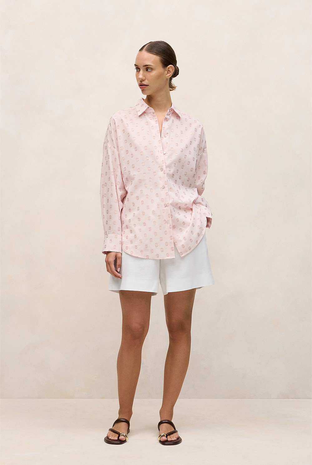Cotton Blend Textured Spot Shirt