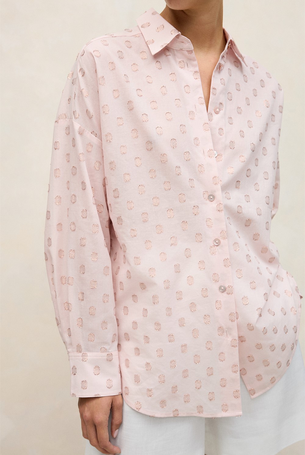 Cotton Blend Textured Spot Shirt