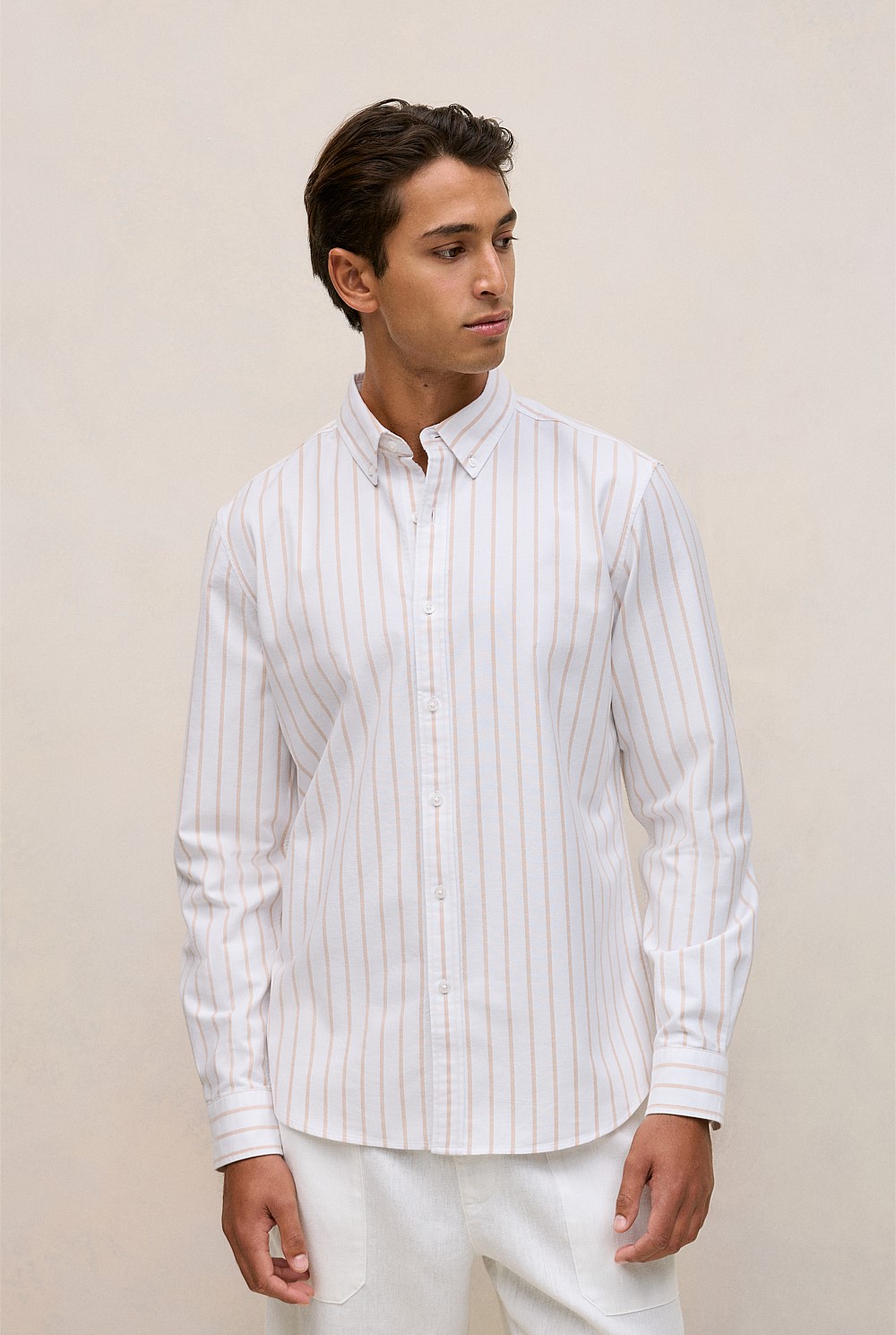Regular Fit Yarn Dyed Stripe Oxford Shirt