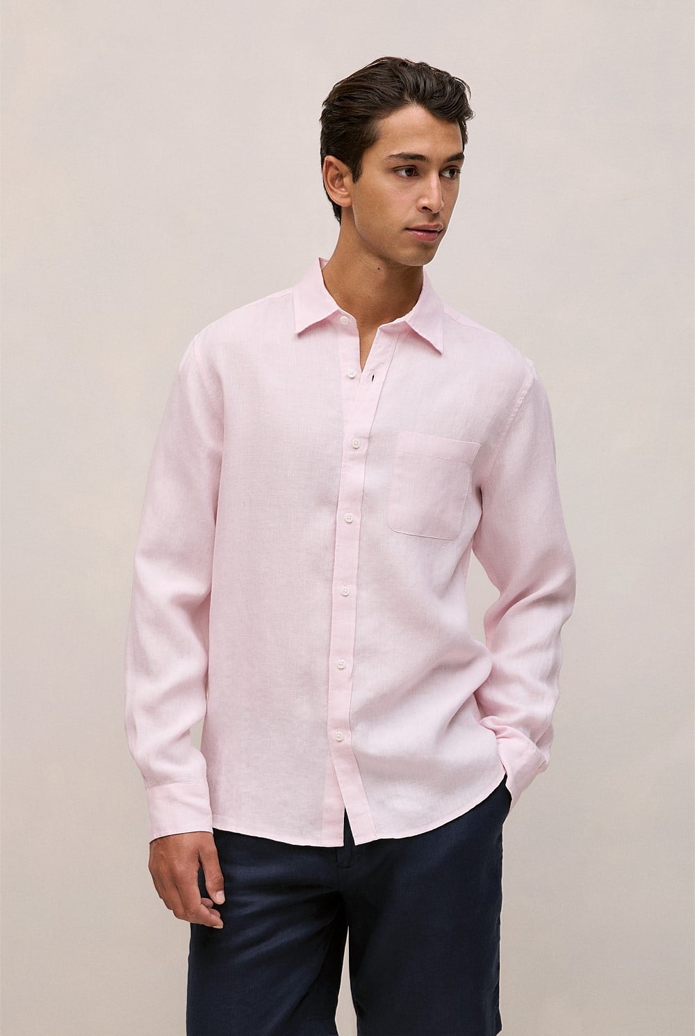 Regular Fit Linen Fine Stripe Shirt