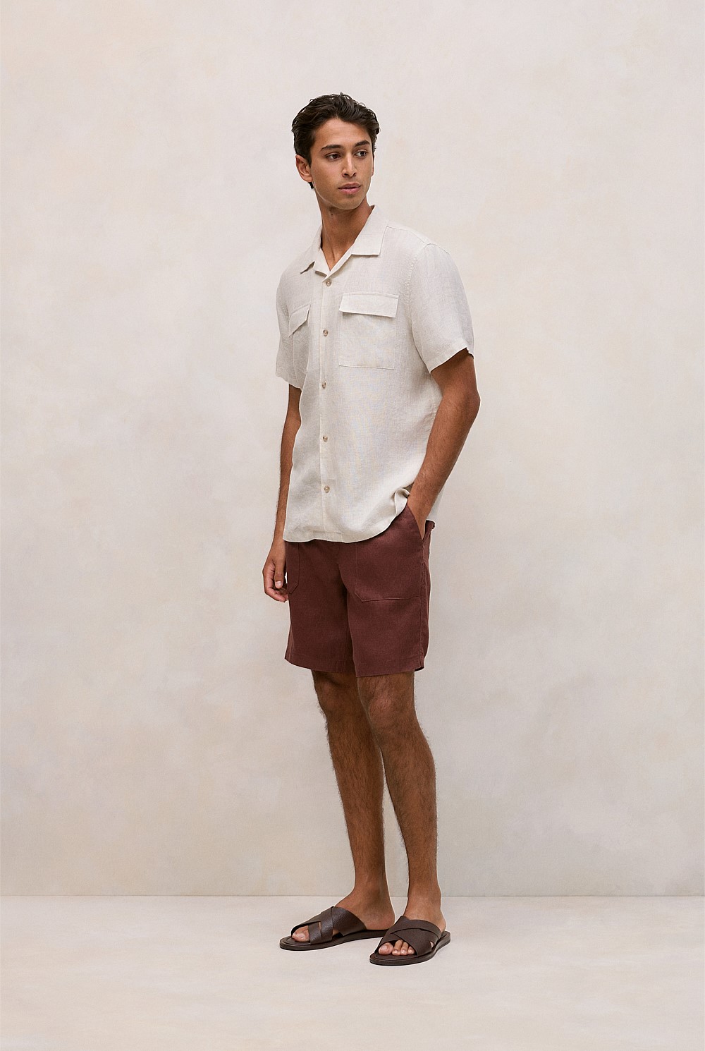 Linen Pocket Detail Short Sleeve Shirt