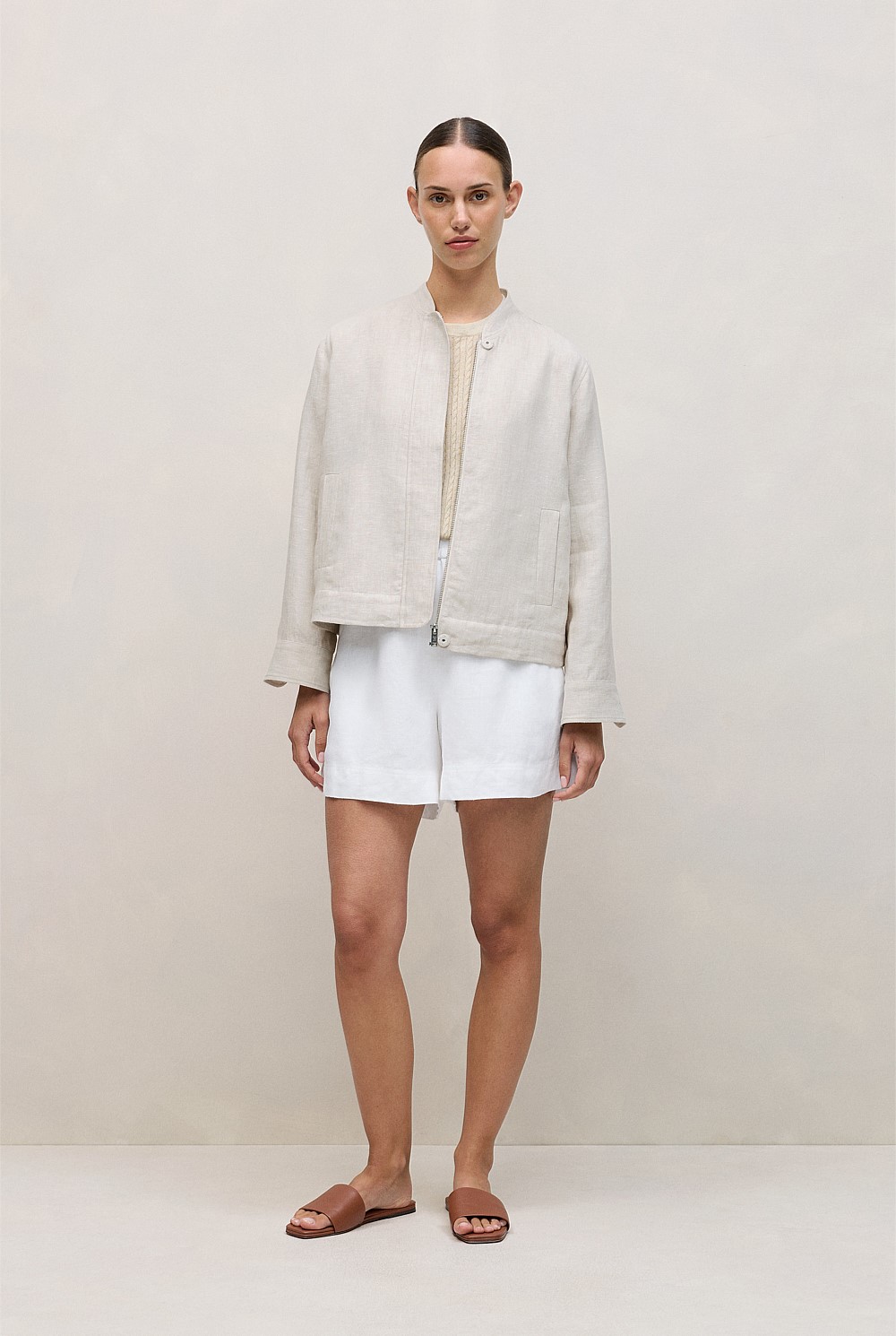 Linen Cotton Cable Knit T-shirt