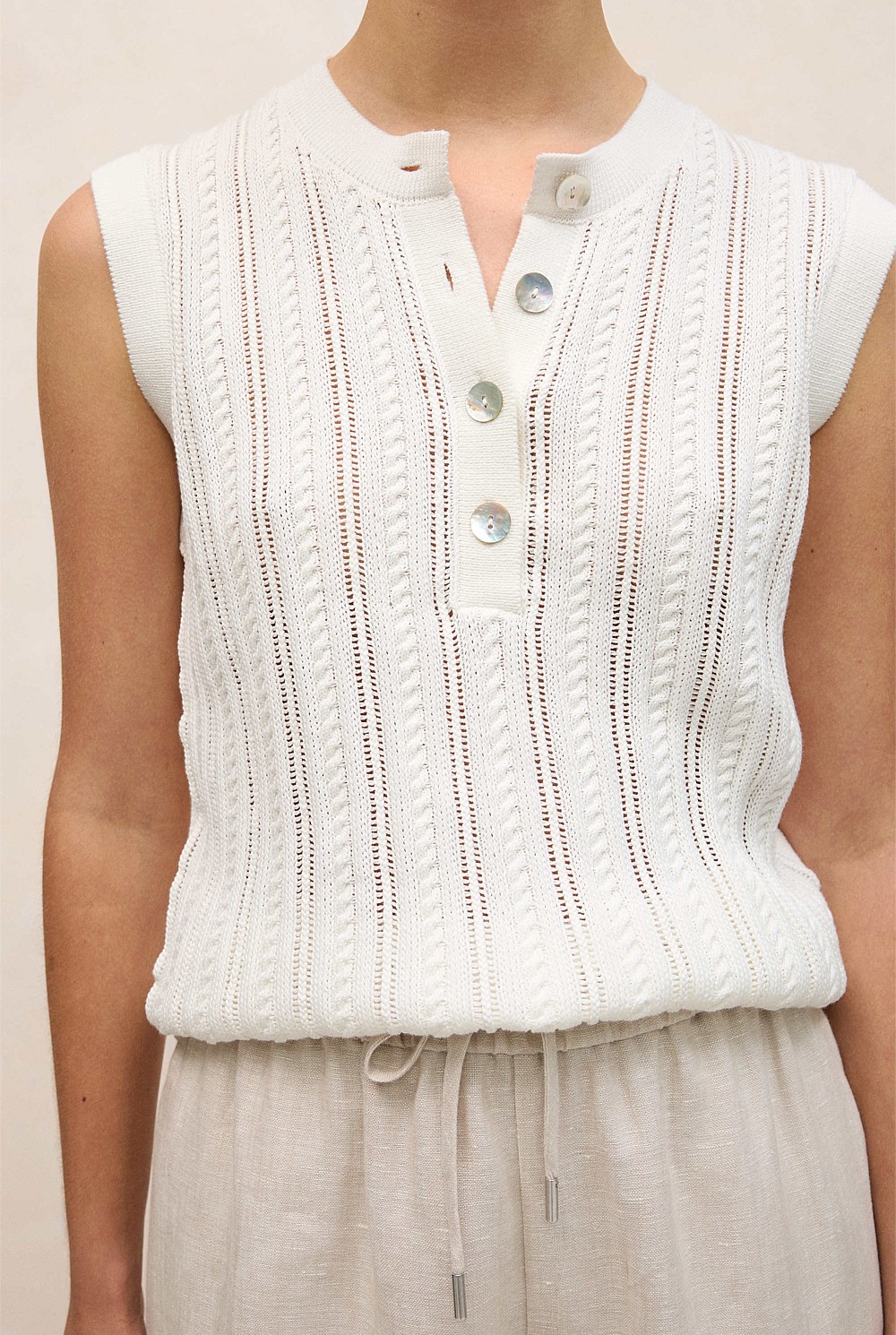 Mercerised Cotton Texture Knit Top
