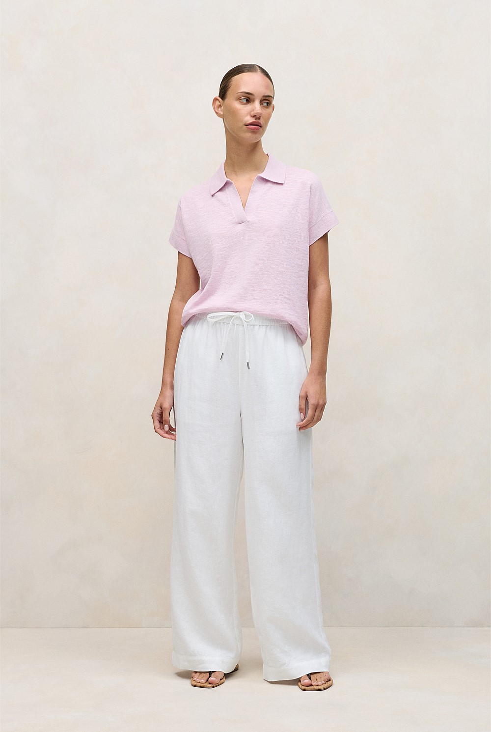 Linen Cotton Relaxed Knit Polo