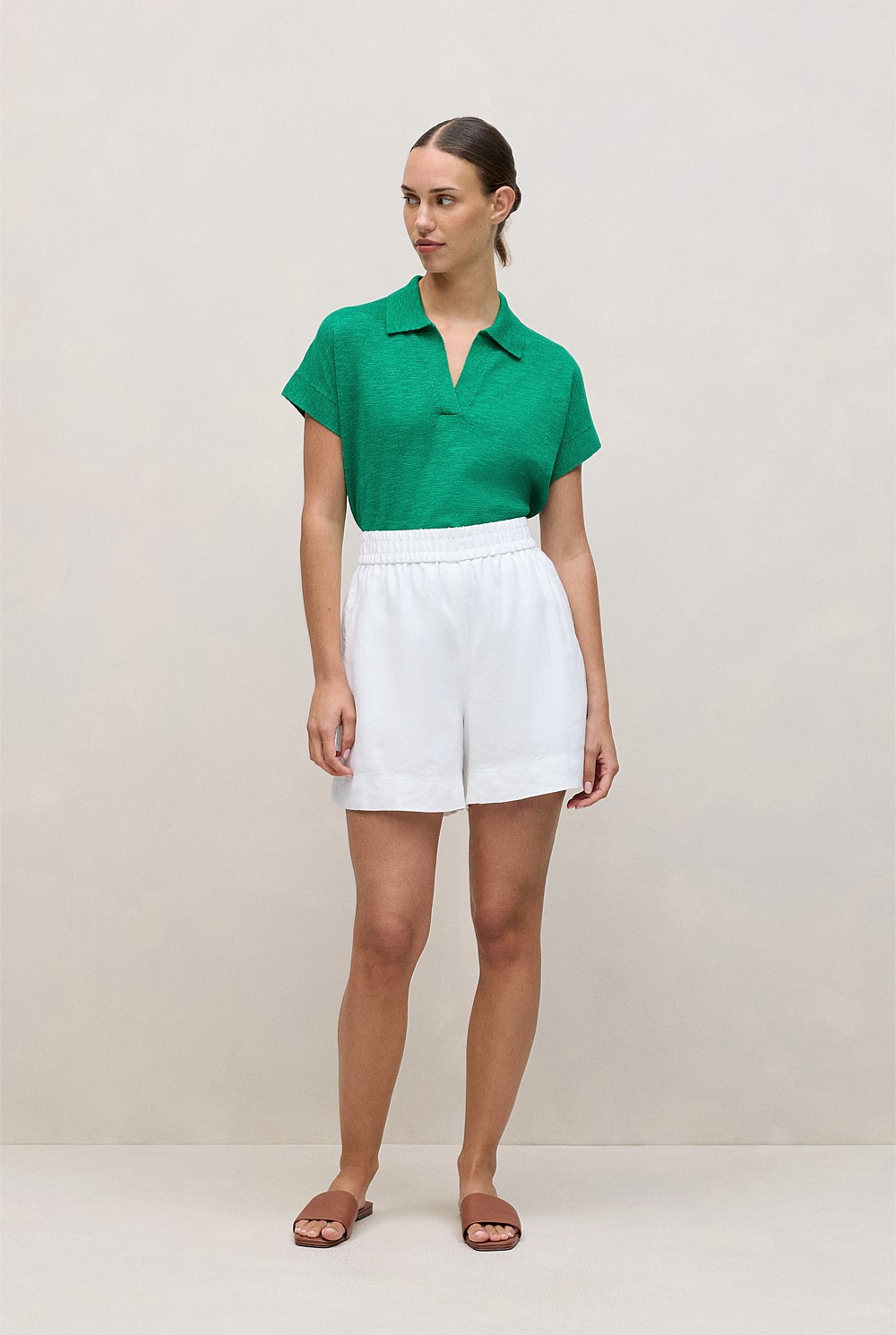 Linen Cotton Relaxed Knit Polo