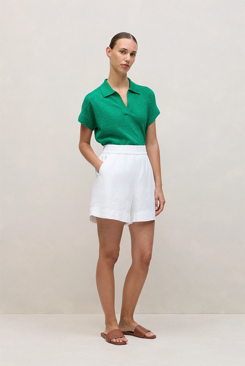 Linen Cotton Relaxed Knit Polo