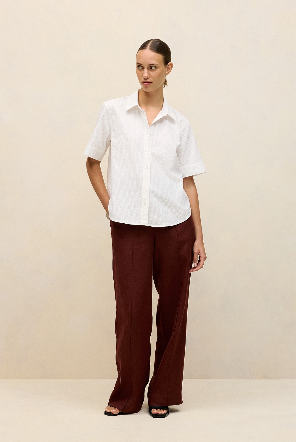 Cotton Seersucker Short Sleeve Shirt