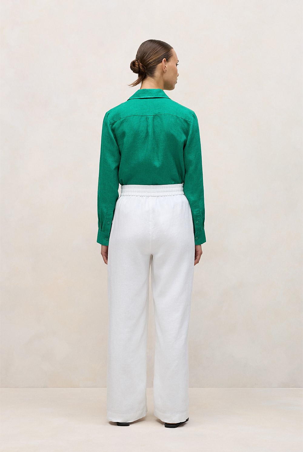 Linen Drawcord Wide Leg Pant